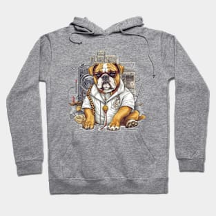 An artistic Electrician English Bulldog t-shirt design with a vintage touch Hoodie